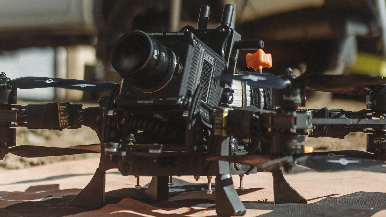 RED Komodo 6K cinema camera rigged on the cinelifter